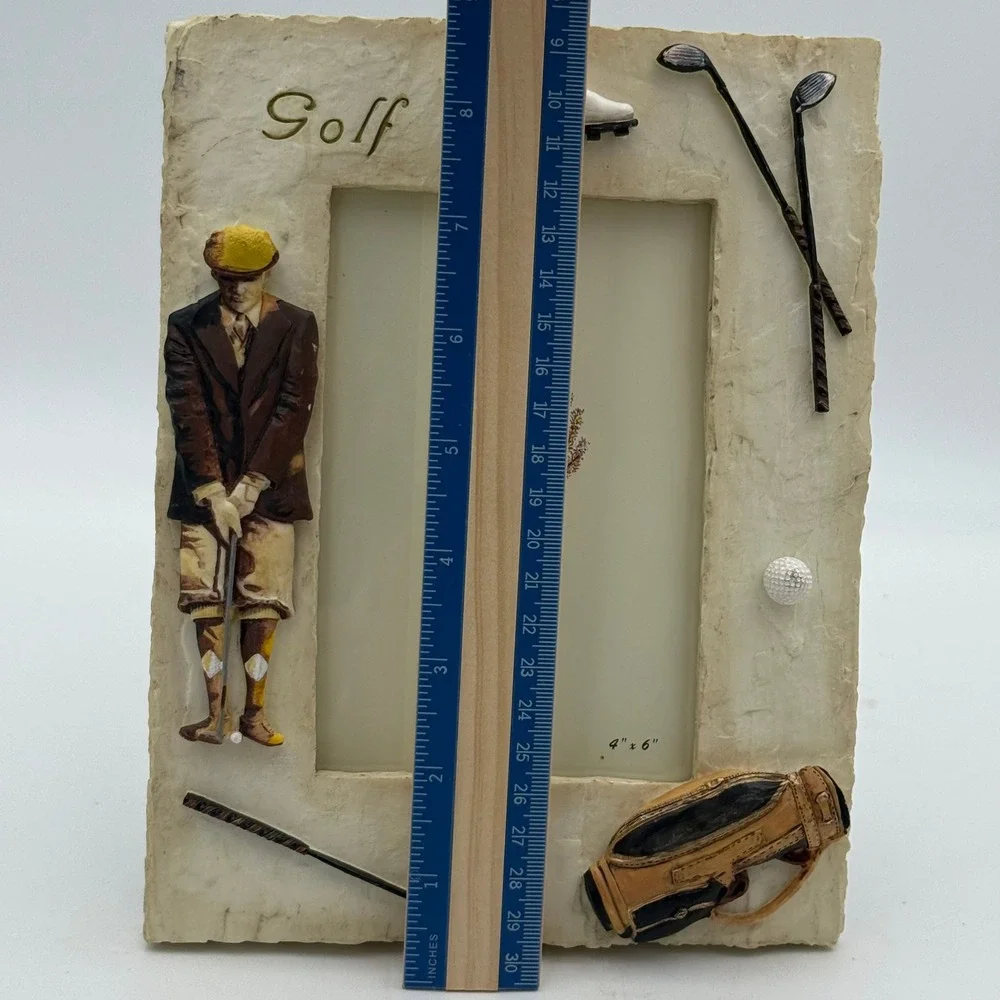 Vintage Golf Themed 3D Resin Picture Frame 4x6 Tabletop Decor Golfer Gift